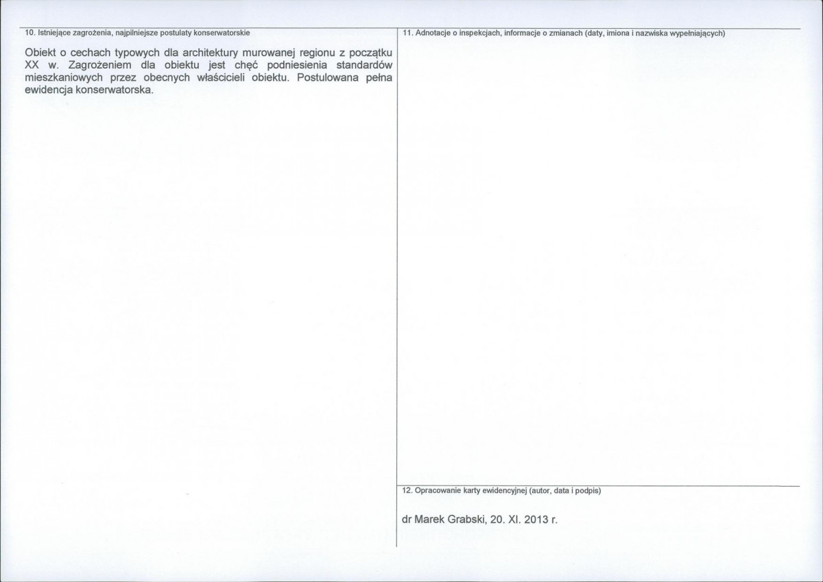 Karta obiektu niewpisanego do rejestru, skan nr 2