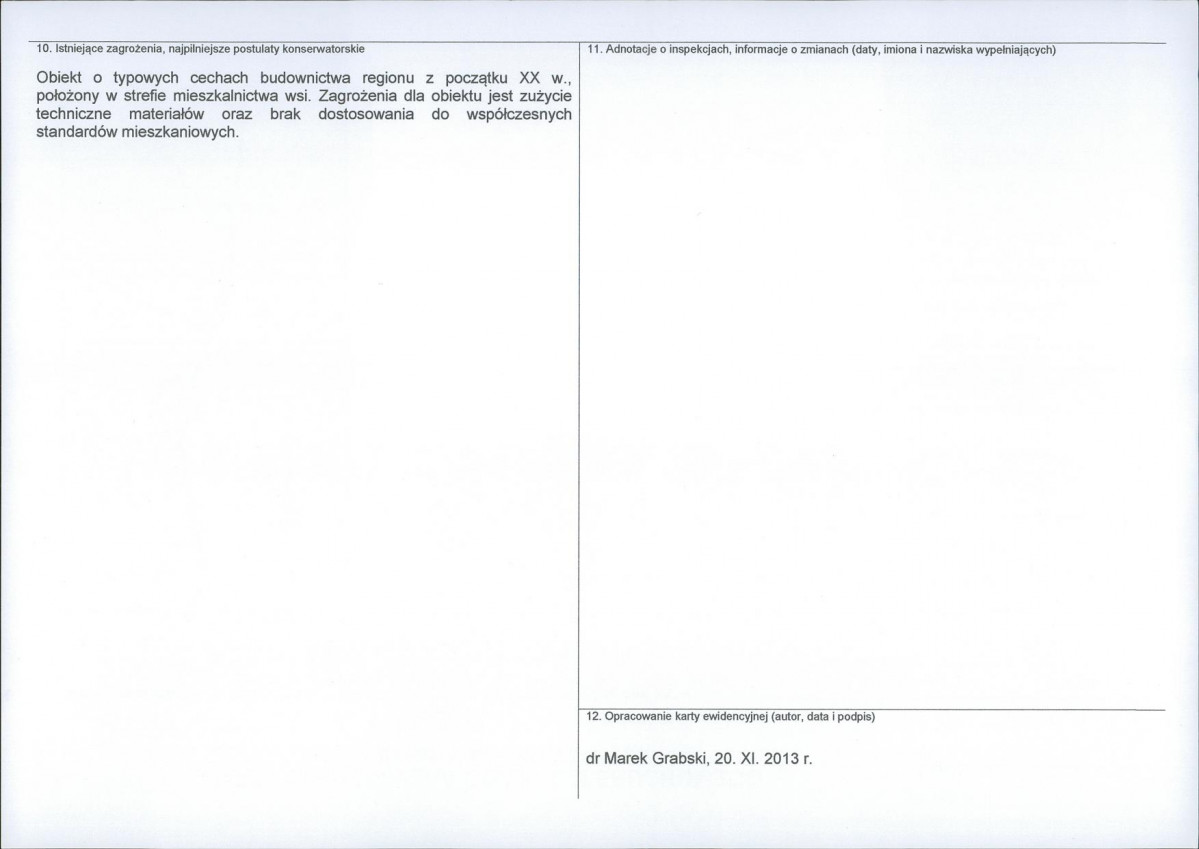 Karta obiektu niewpisanego do rejestru, skan nr 2