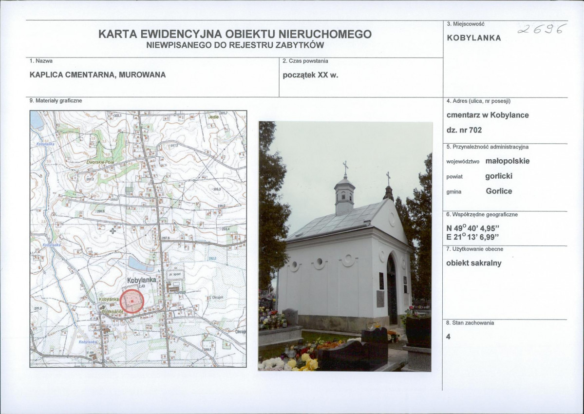 Karta obiektu niewpisanego do rejestru, skan nr 1