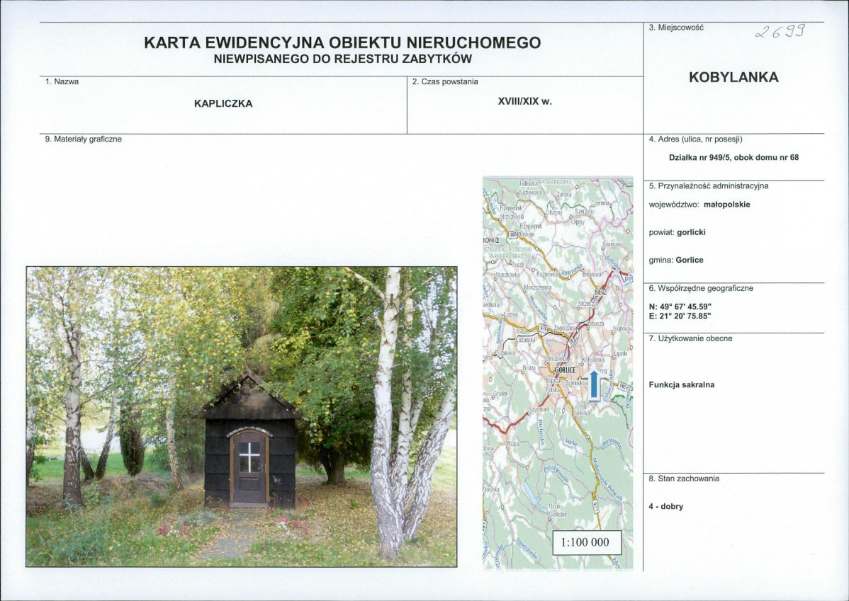 Karta obiektu niewpisanego do rejestru, skan nr 1