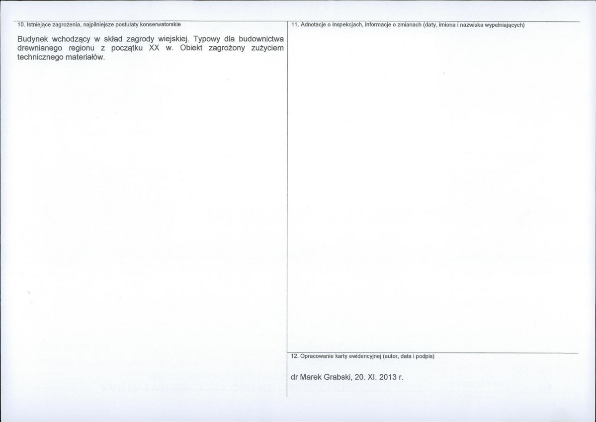 Karta obiektu niewpisanego do rejestru, skan nr 2