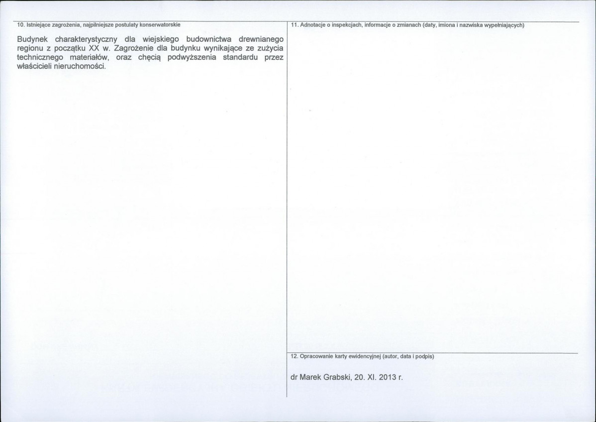 Karta obiektu niewpisanego do rejestru, skan nr 2