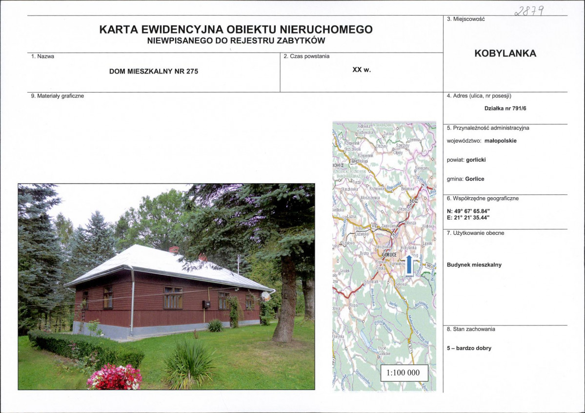 Karta obiektu niewpisanego do rejestru, skan nr 1