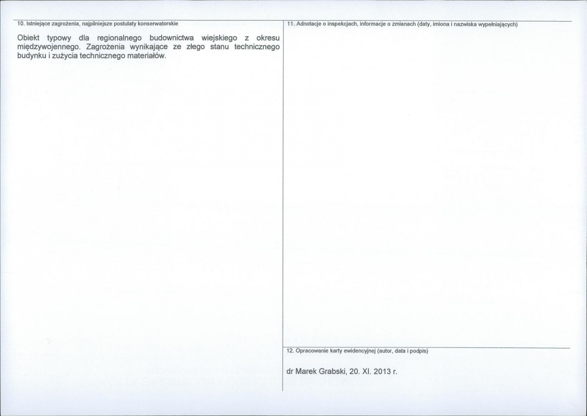 Karta obiektu niewpisanego do rejestru, skan nr 2