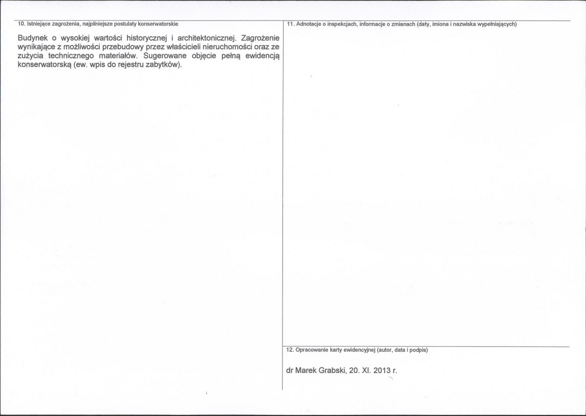 Karta obiektu niewpisanego do rejestru, skan nr 2