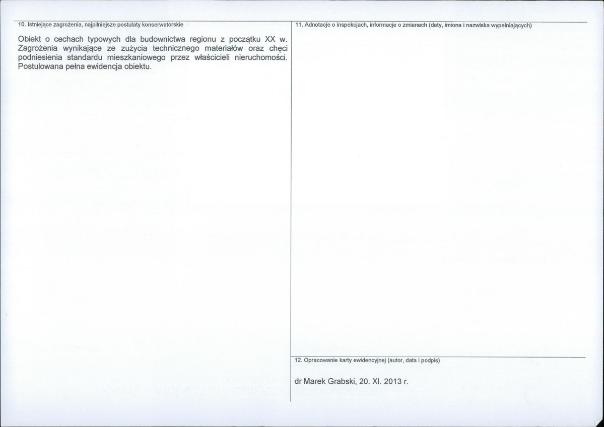 Karta obiektu niewpisanego do rejestru, skan nr 2