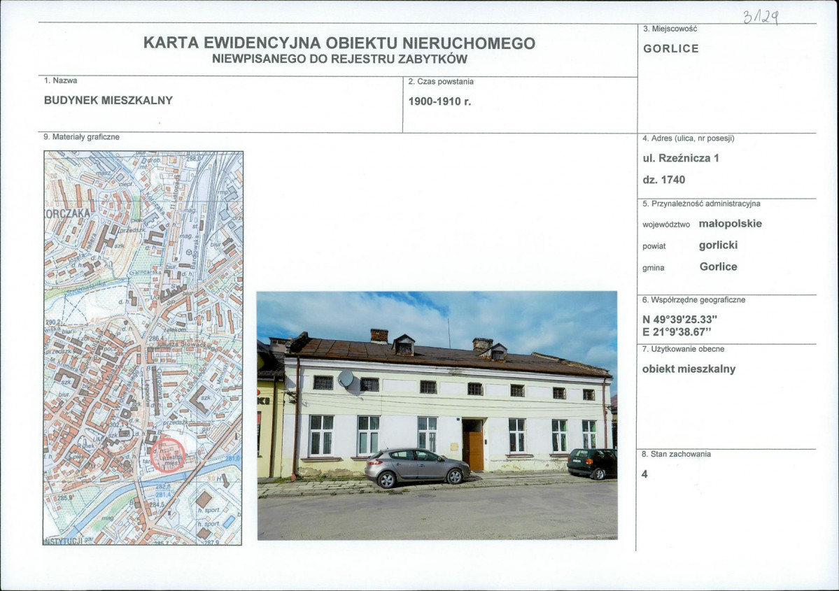 Karta obiektu niewpisanego do rejestru, skan nr 1