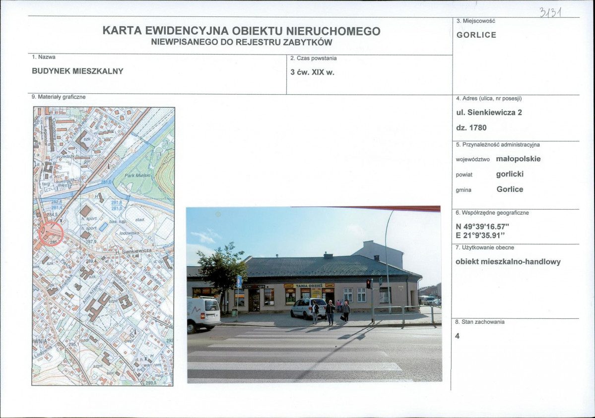 Karta obiektu niewpisanego do rejestru, skan nr 1