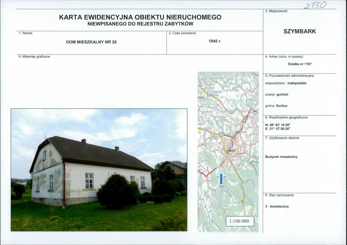 Karta obiektu niewpisanego do rejestru, skan nr 1