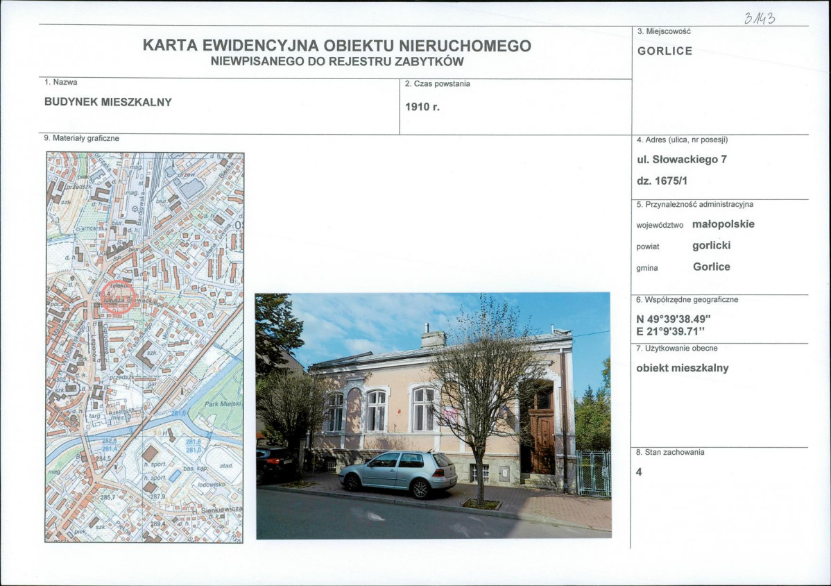 Karta obiektu niewpisanego do rejestru, skan nr 1