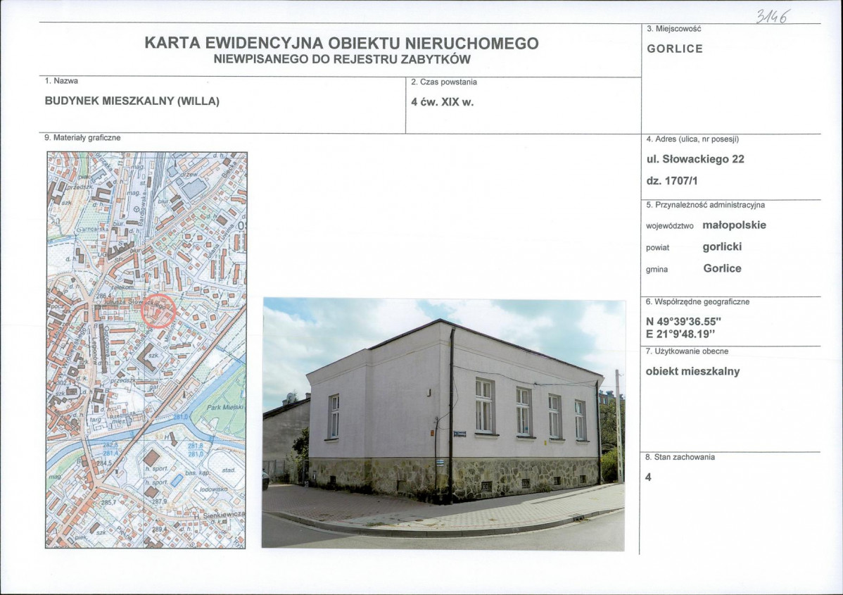 Karta obiektu niewpisanego do rejestru, skan nr 1