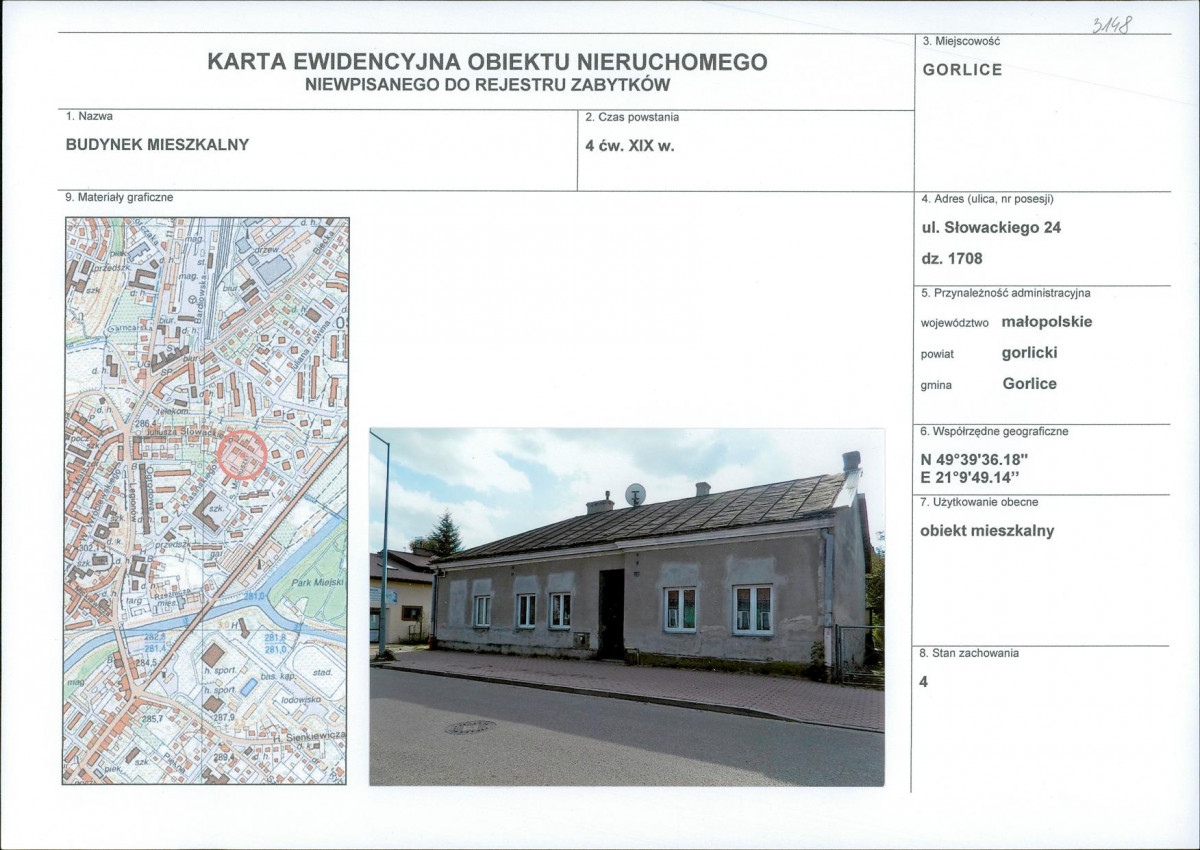 Karta obiektu niewpisanego do rejestru, skan nr 1