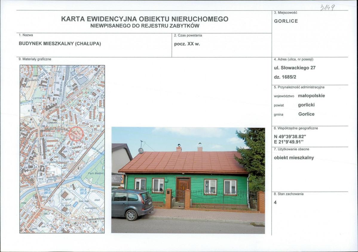 Karta obiektu niewpisanego do rejestru, skan nr 1