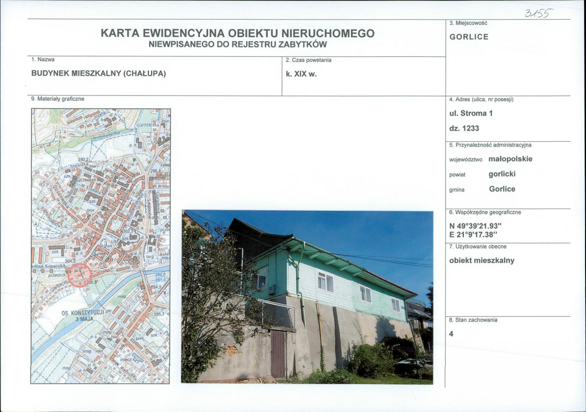 Karta obiektu niewpisanego do rejestru, skan nr 1
