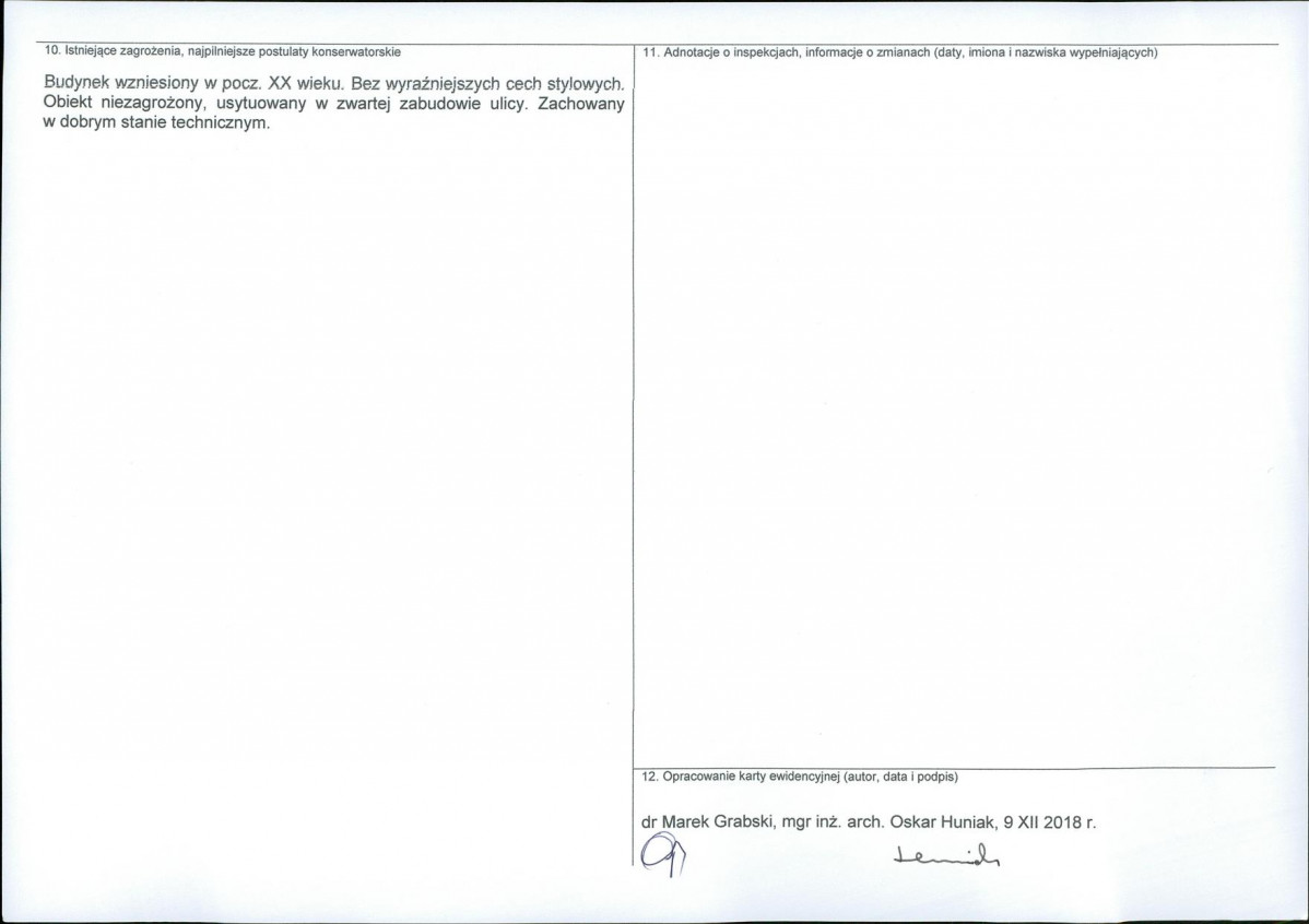 Karta obiektu niewpisanego do rejestru, skan nr 2