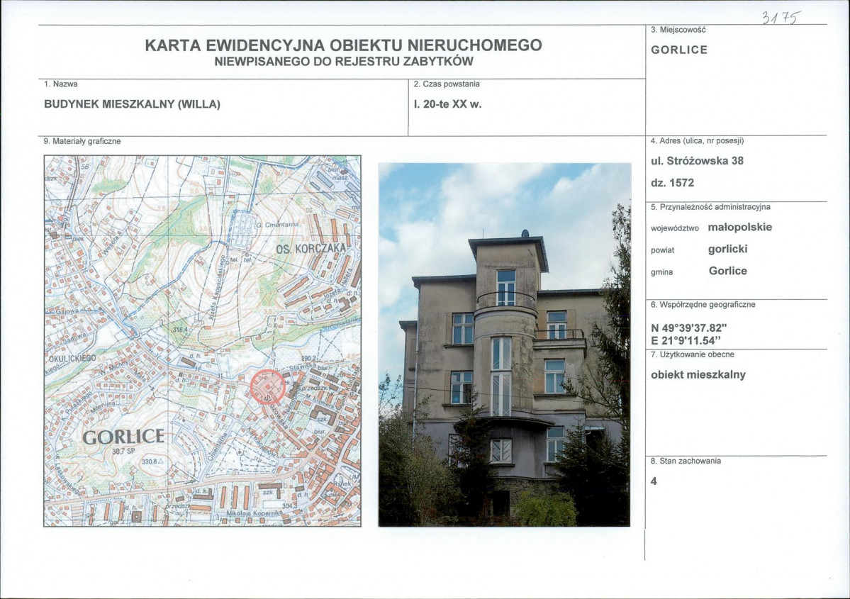 Karta obiektu niewpisanego do rejestru, skan nr 1