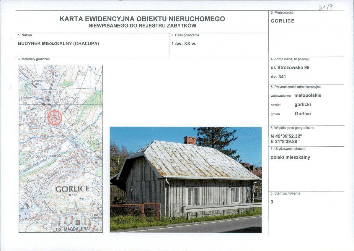 Karta obiektu niewpisanego do rejestru, skan nr 1