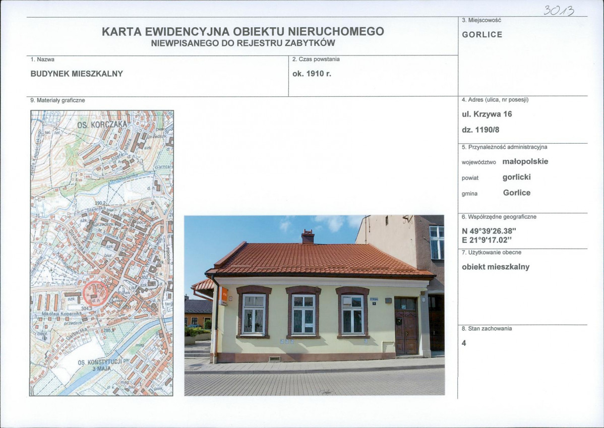 Karta obiektu niewpisanego do rejestru, skan nr 1