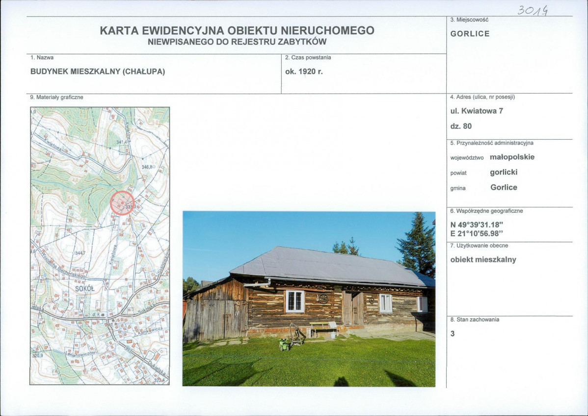Karta obiektu niewpisanego do rejestru, skan nr 1
