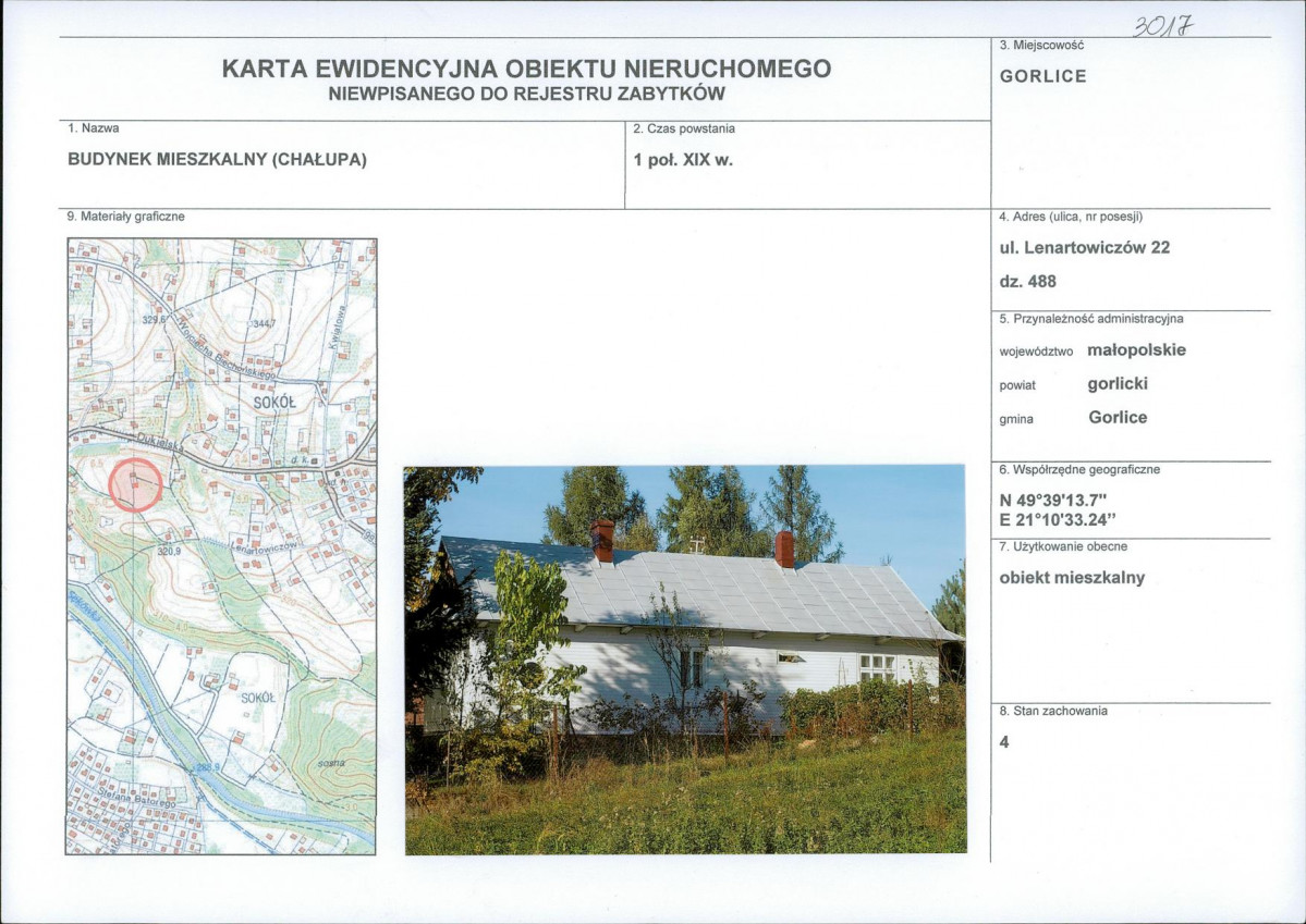 Karta obiektu niewpisanego do rejestru, skan nr 1