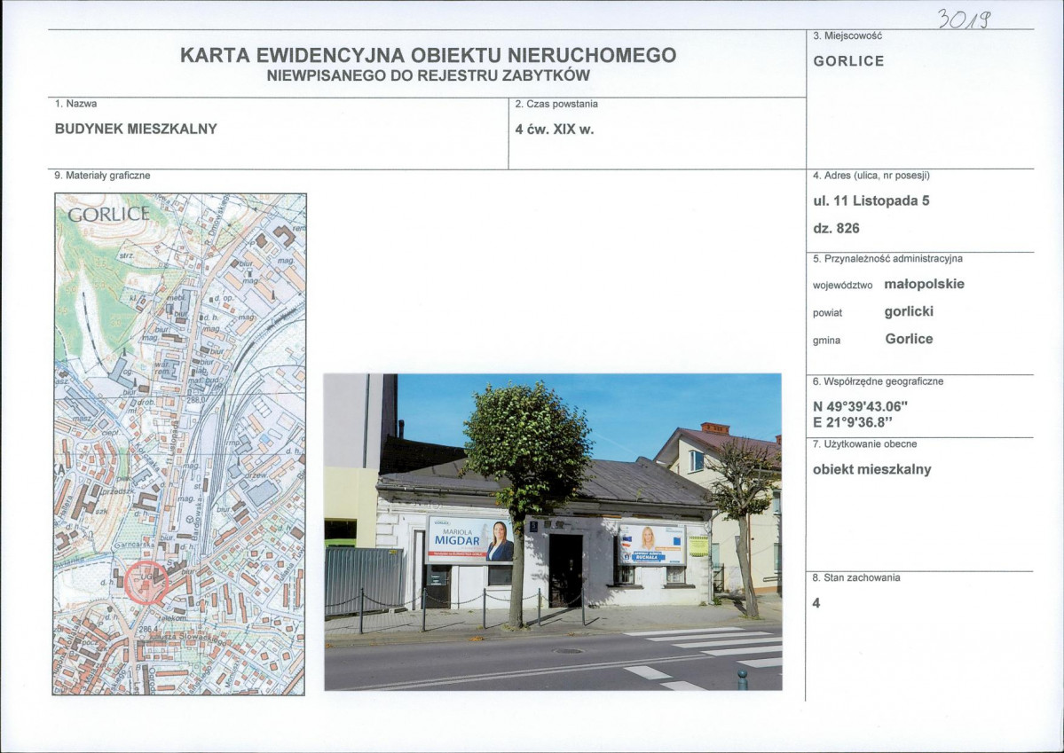 Karta obiektu niewpisanego do rejestru, skan nr 1