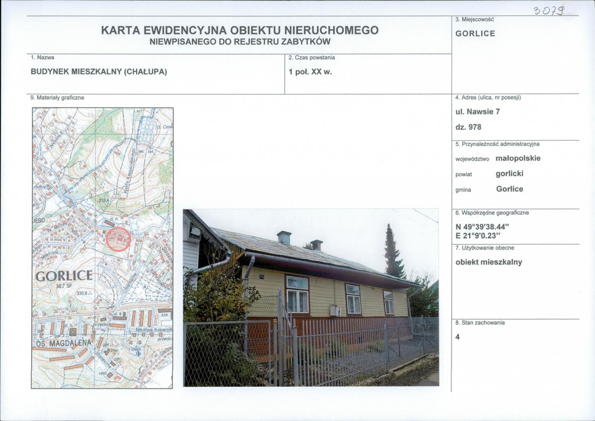 Karta obiektu niewpisanego do rejestru, skan nr 1