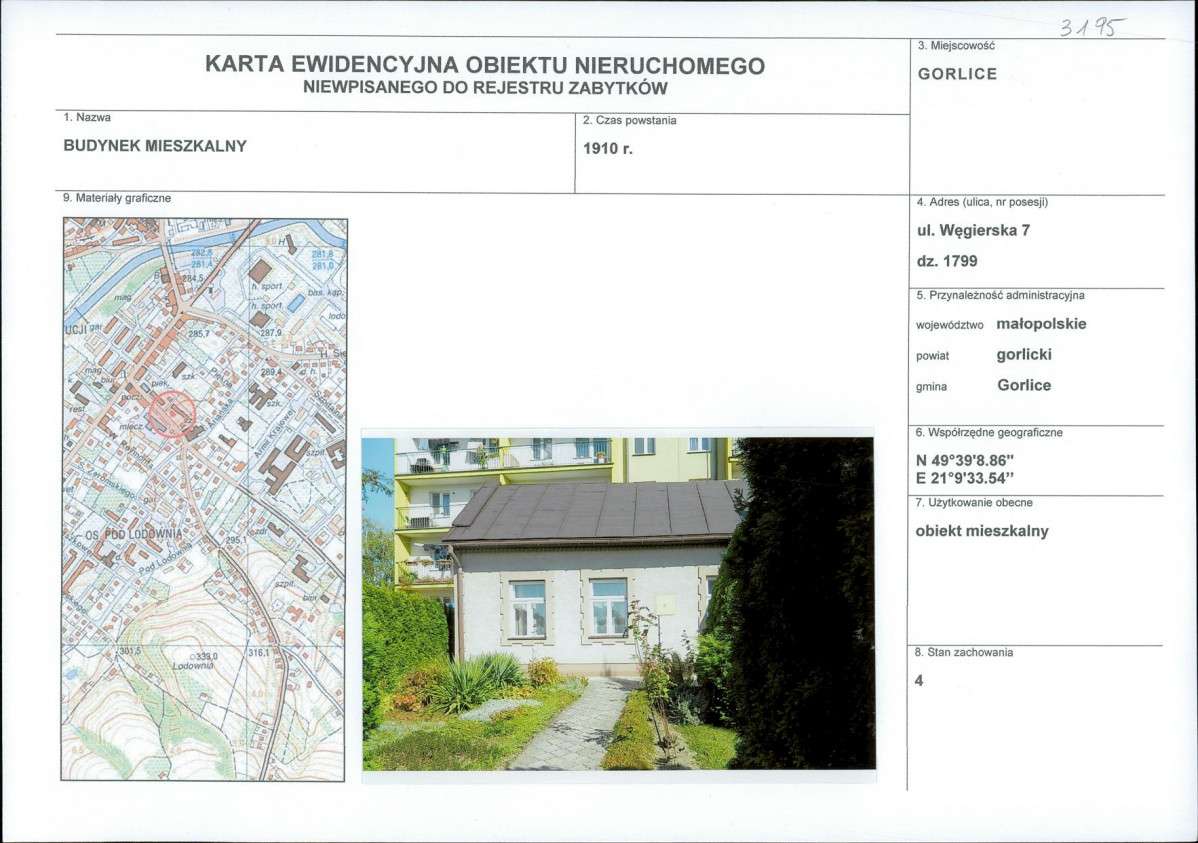 Karta obiektu niewpisanego do rejestru, skan nr 1
