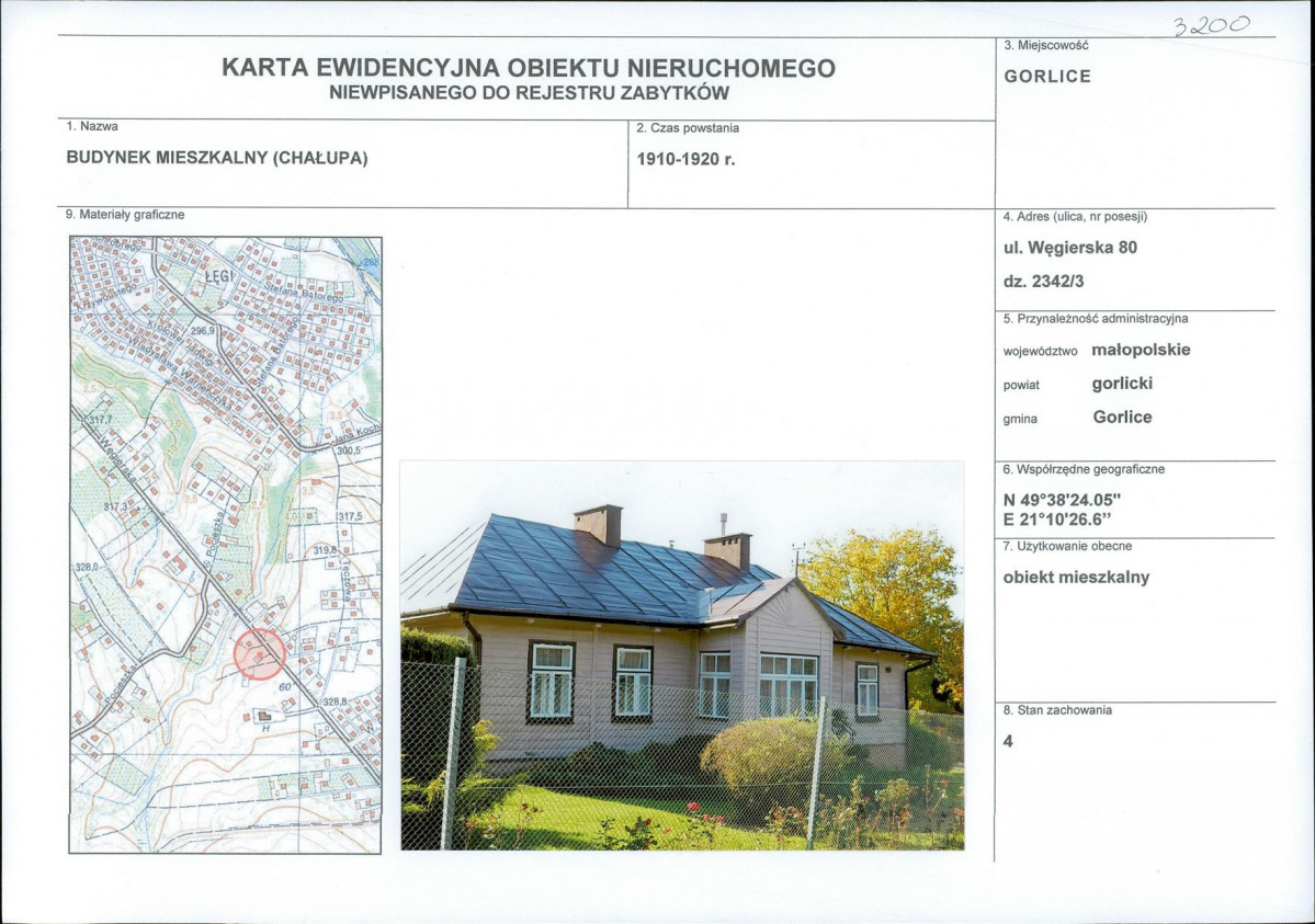 Karta obiektu niewpisanego do rejestru, skan nr 1