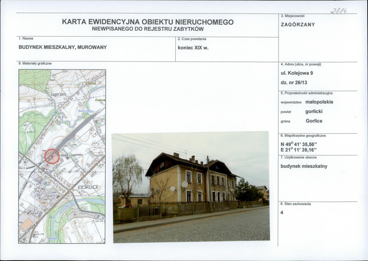 Karta obiektu niewpisanego do rejestru, skan nr 1