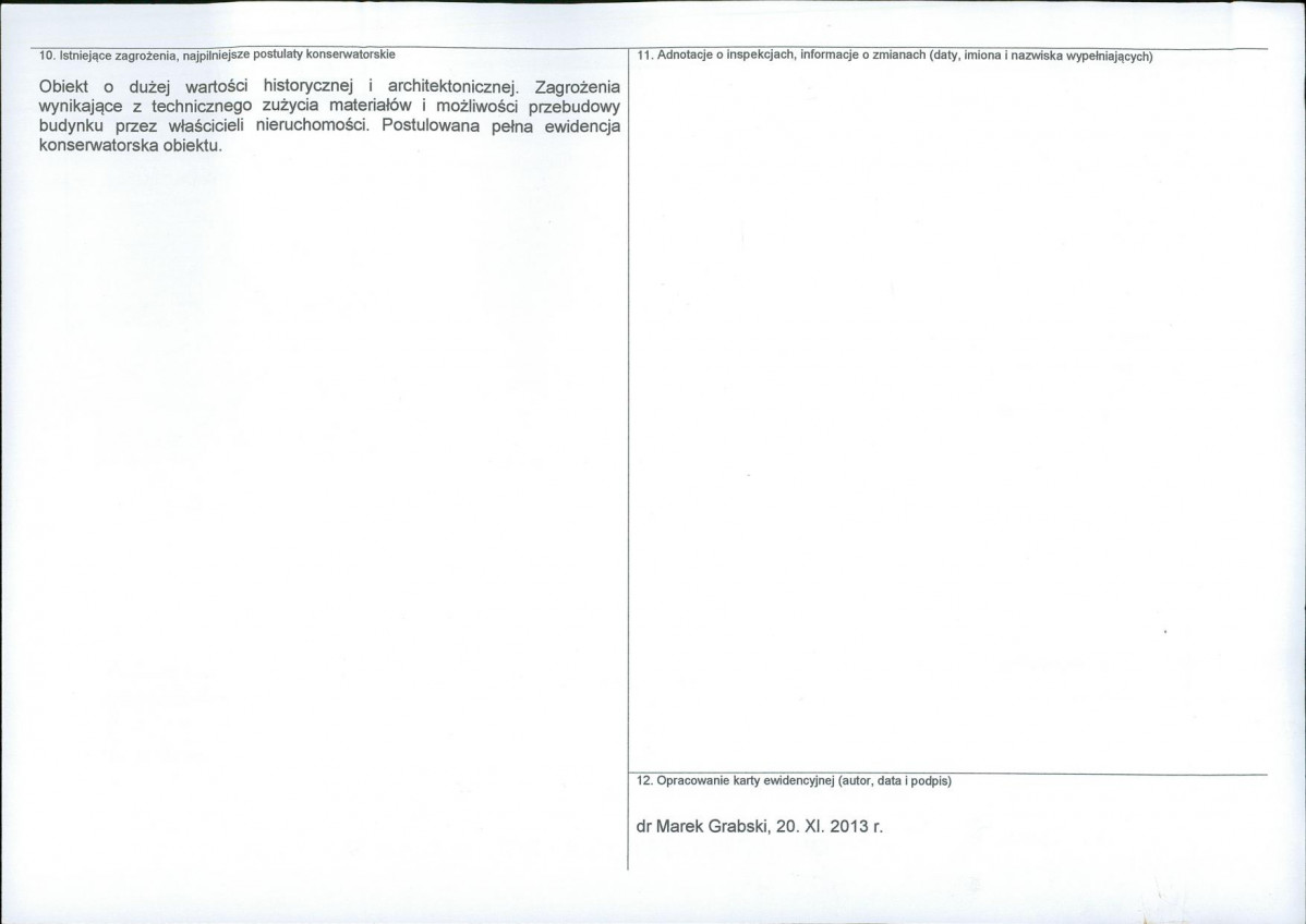 Karta obiektu niewpisanego do rejestru, skan nr 2
