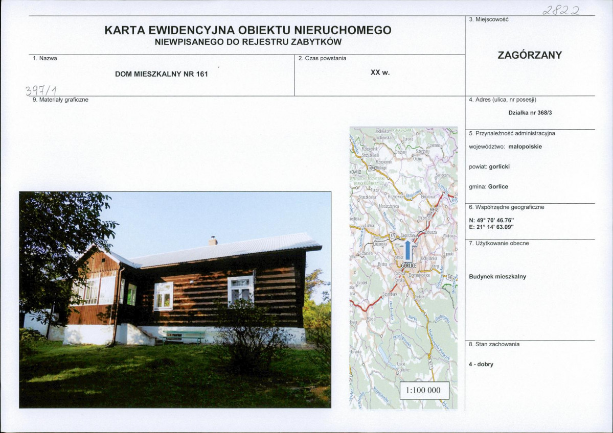 Karta obiektu niewpisanego do rejestru, skan nr 1