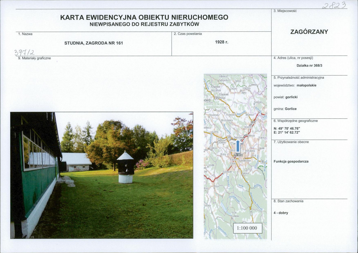 Karta obiektu niewpisanego do rejestru, skan nr 1