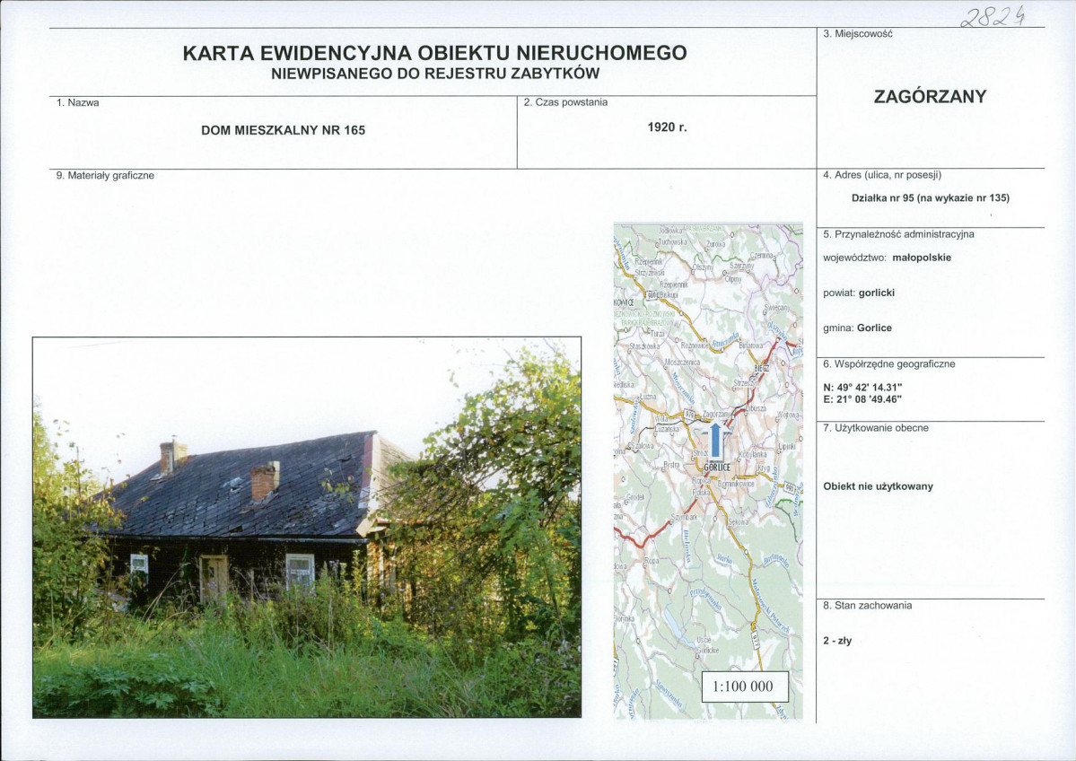 Karta obiektu niewpisanego do rejestru, skan nr 1