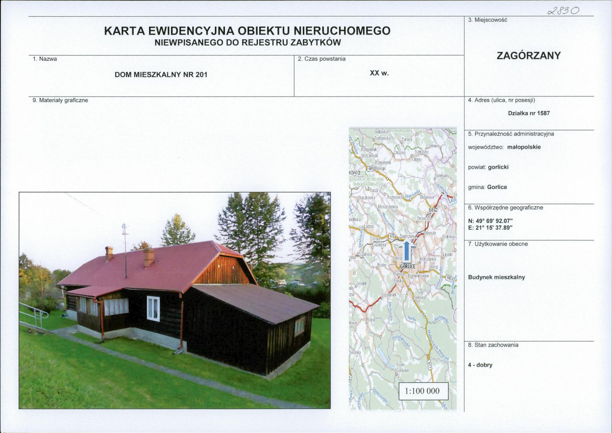 Karta obiektu niewpisanego do rejestru, skan nr 1