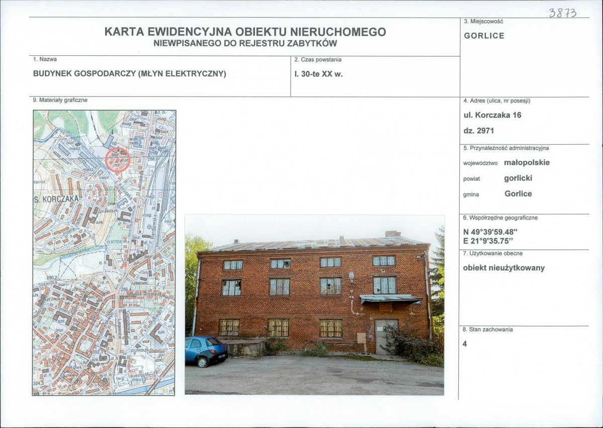 Karta obiektu niewpisanego do rejestru, skan nr 1
