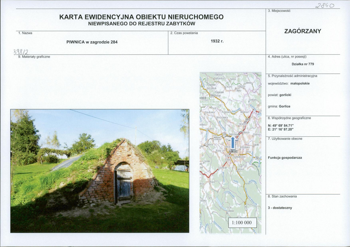 Karta obiektu niewpisanego do rejestru, skan nr 1