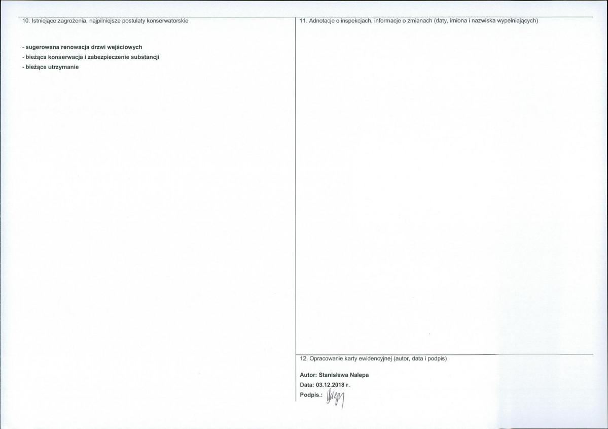 Karta obiektu niewpisanego do rejestru, skan nr 2