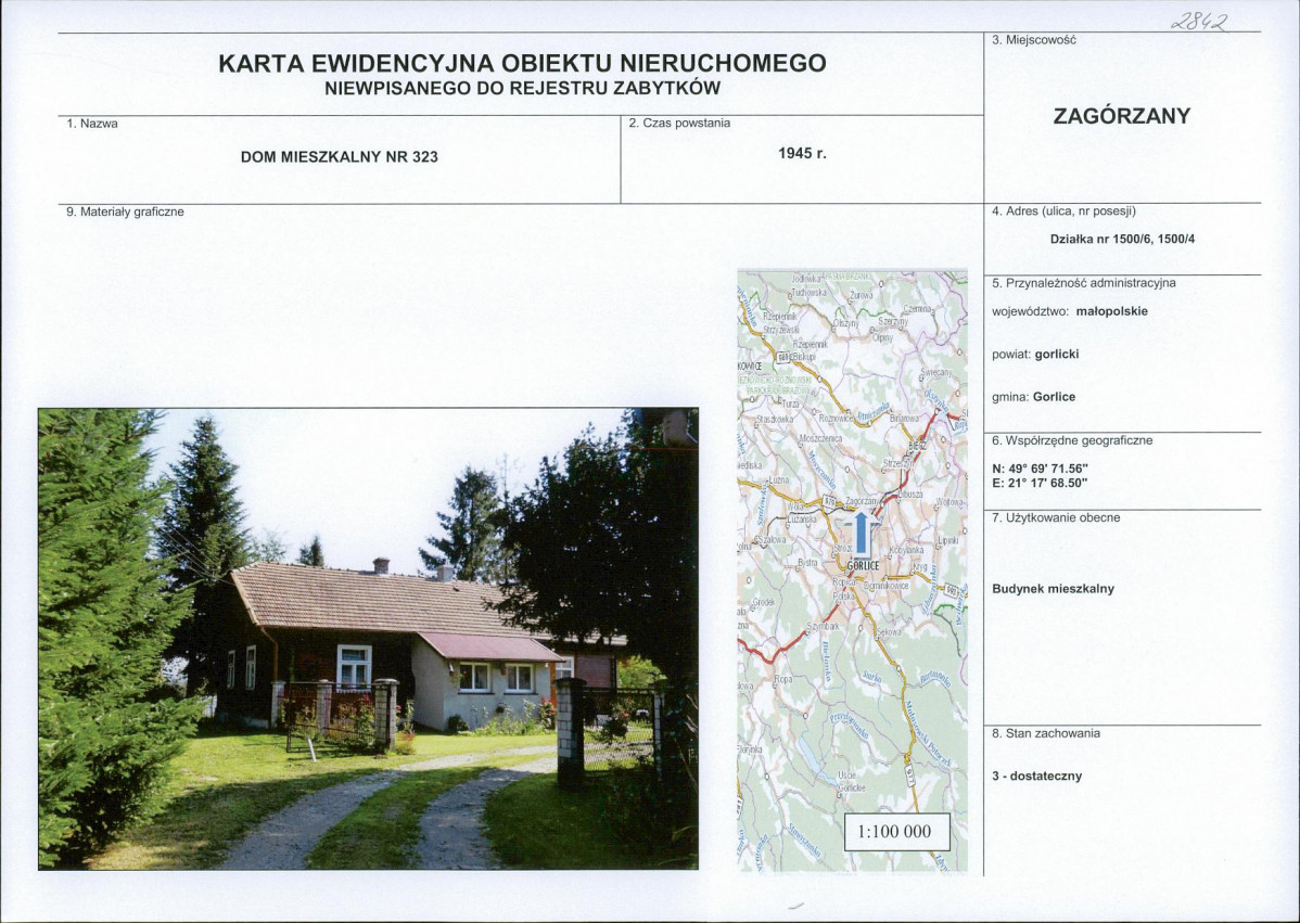 Karta obiektu niewpisanego do rejestru, skan nr 1