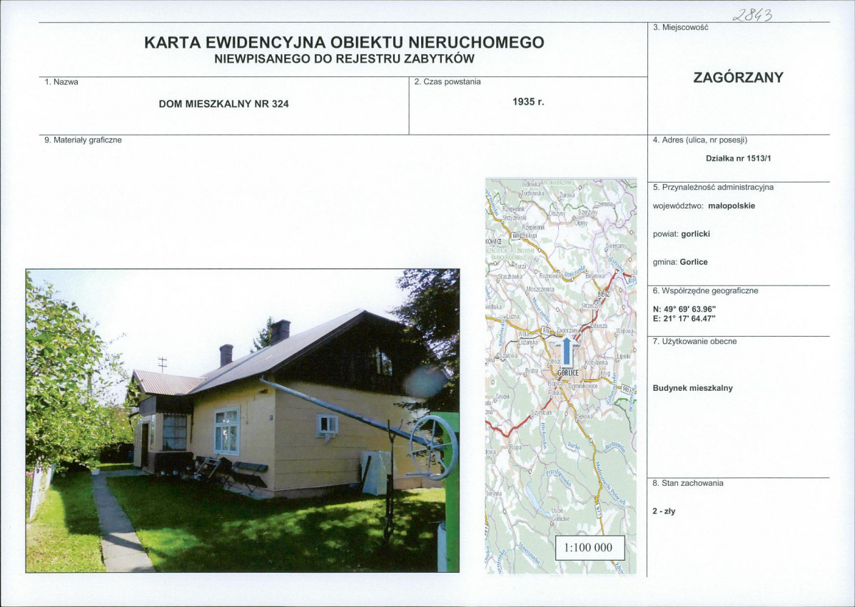 Karta obiektu niewpisanego do rejestru, skan nr 1