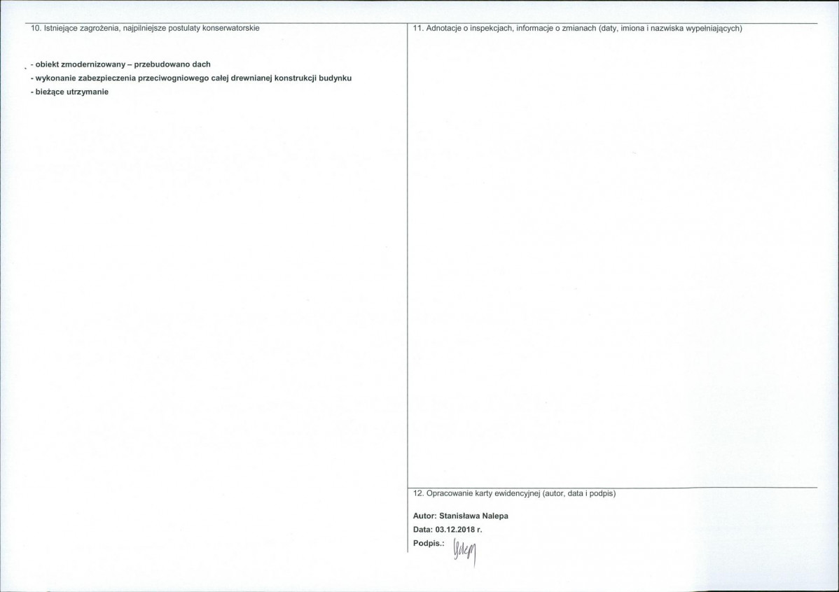 Karta obiektu niewpisanego do rejestru, skan nr 2
