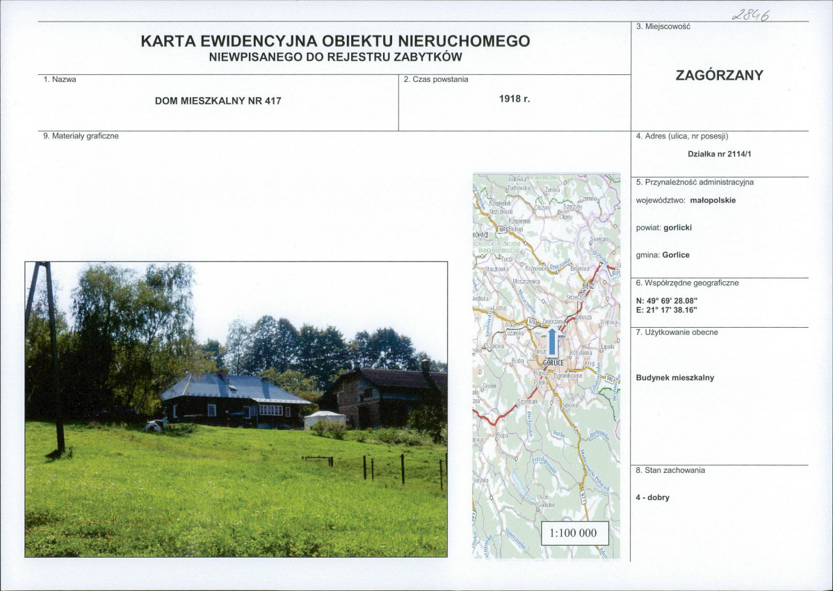 Karta obiektu niewpisanego do rejestru, skan nr 1