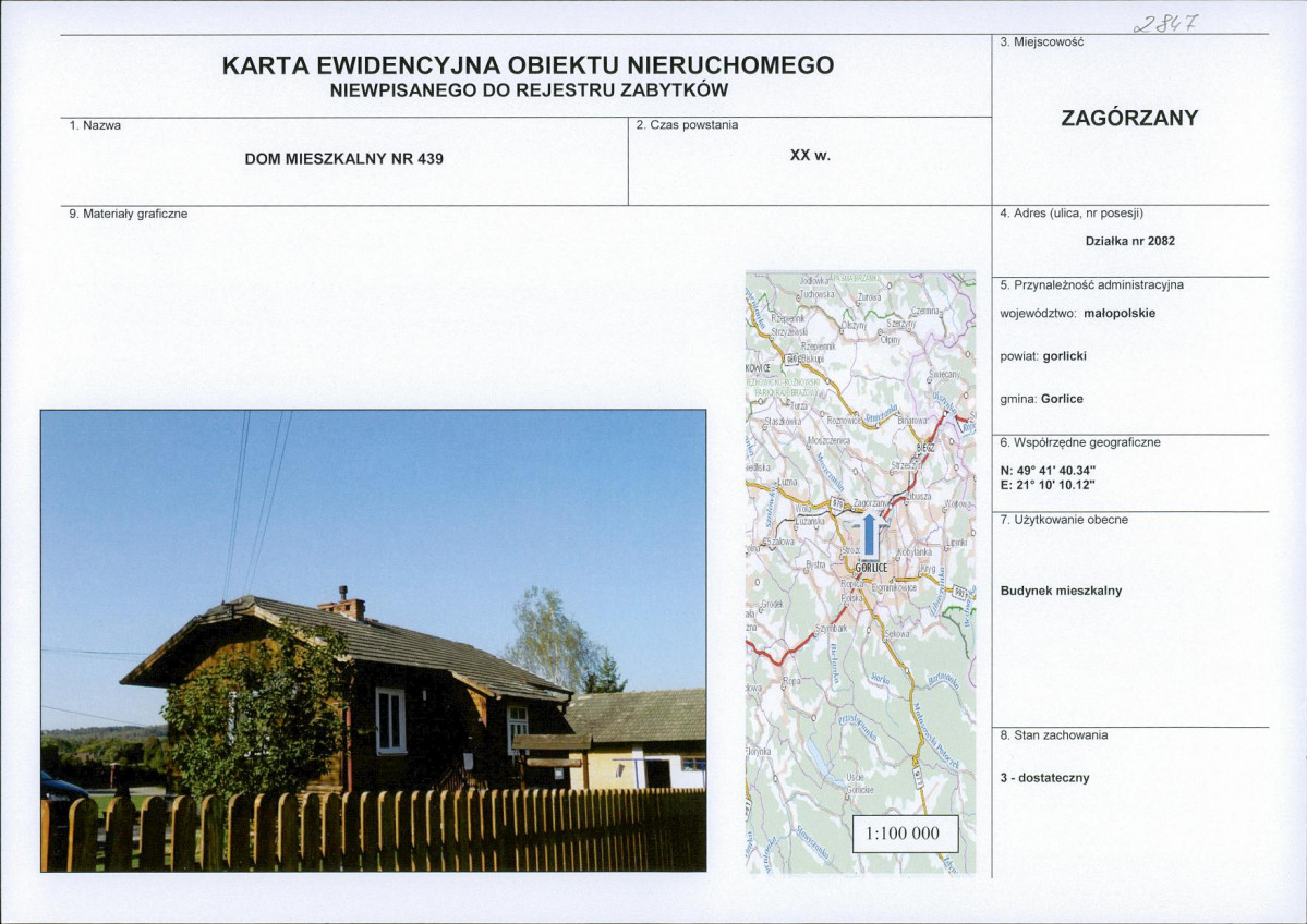 Karta obiektu niewpisanego do rejestru, skan nr 1
