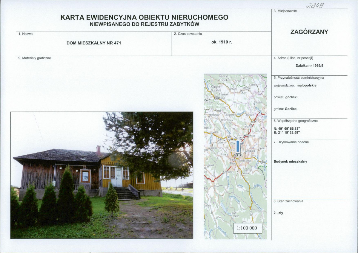 Karta obiektu niewpisanego do rejestru, skan nr 1
