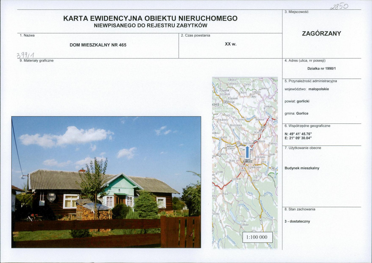 Karta obiektu niewpisanego do rejestru, skan nr 1