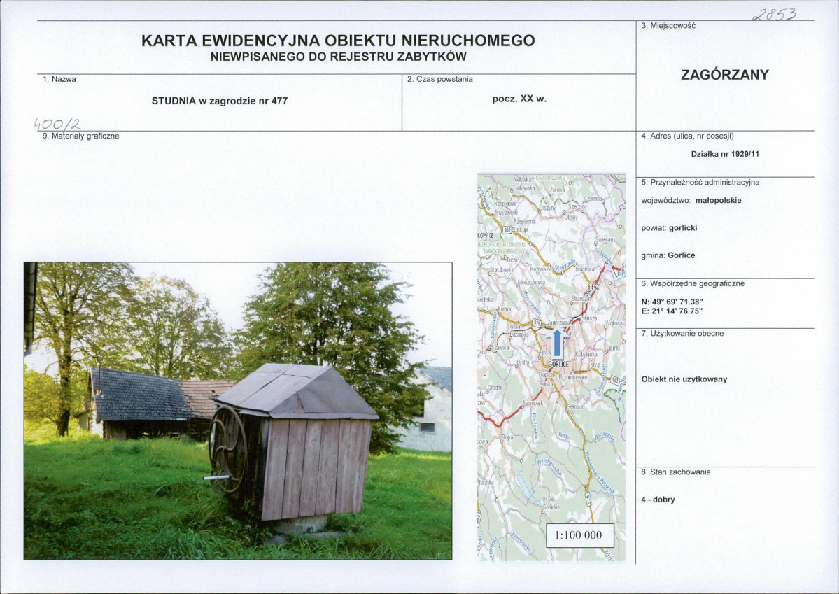 Karta obiektu niewpisanego do rejestru, skan nr 1