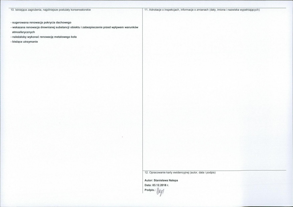 Karta obiektu niewpisanego do rejestru, skan nr 2