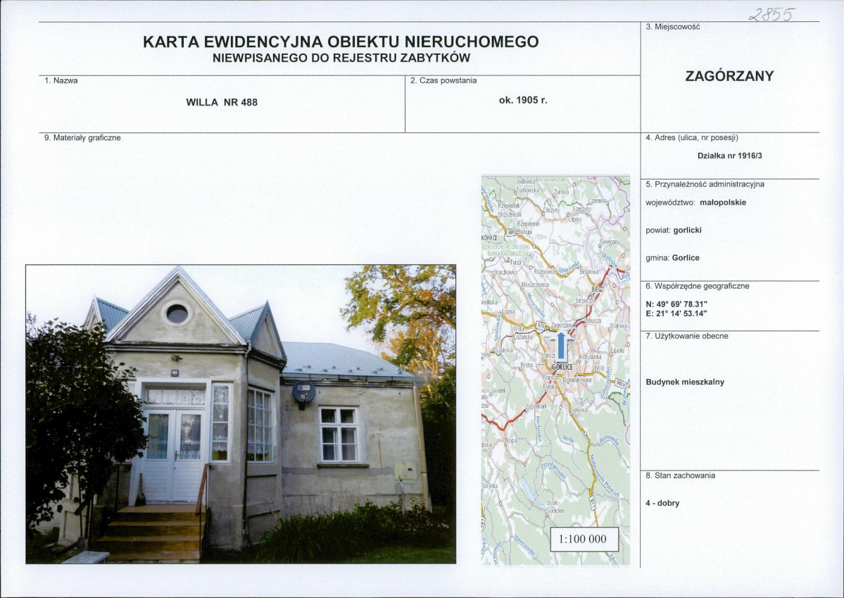 Karta obiektu niewpisanego do rejestru, skan nr 1