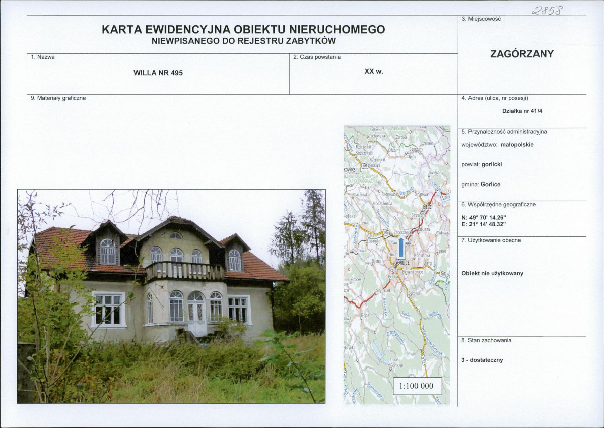 Karta obiektu niewpisanego do rejestru, skan nr 1