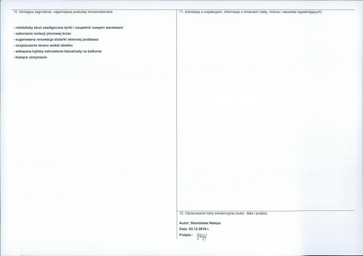 Karta obiektu niewpisanego do rejestru, skan nr 2