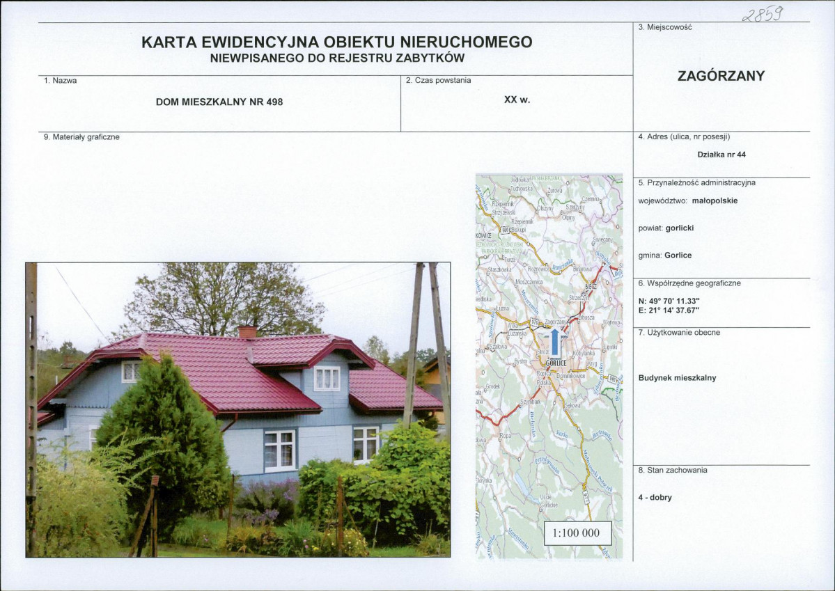 Karta obiektu niewpisanego do rejestru, skan nr 1